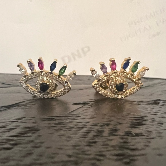 Evil Eye Earrings - Picture 2 of 2